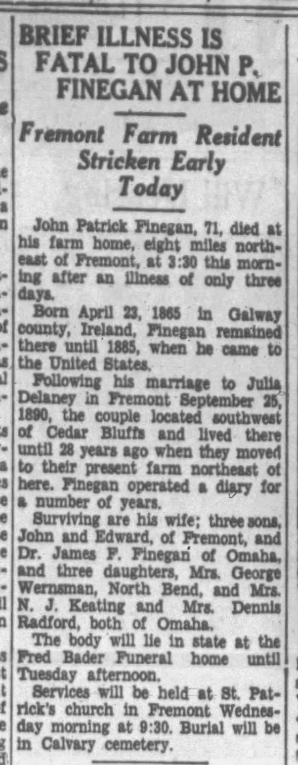 Clipping from Fremont Tribune